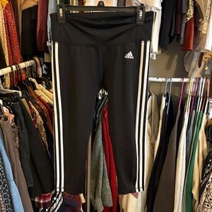 adidas Black Leggings with White Side Stripes